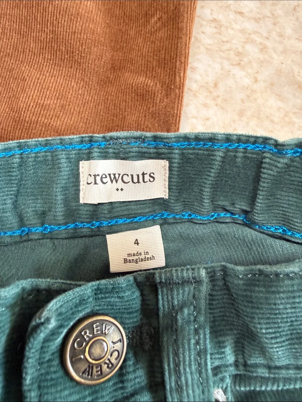 Crewcuts Kids Corduroy Pants in Brown and Teal